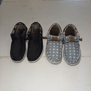 Lot Hey Dude Wally Knit Charcoal Americana Denim Star Shoes Mens 11
